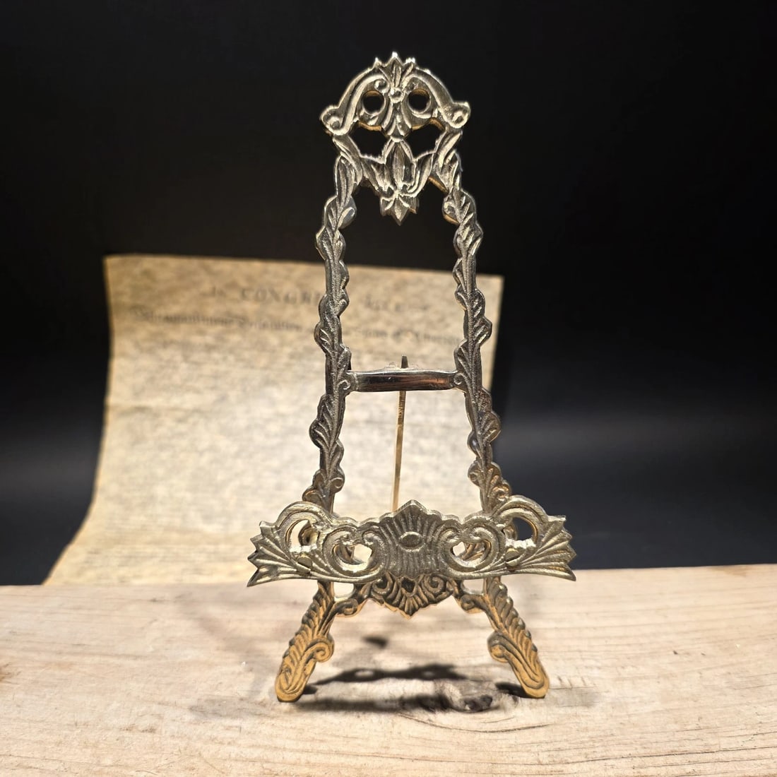 9" Ornate Brass Display Miniature Brass Desk Easel (1 of 11)