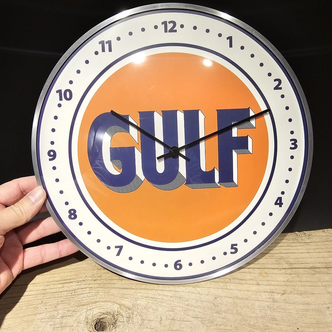 12" Round Gulf Oil Wall Clock Sign - 4