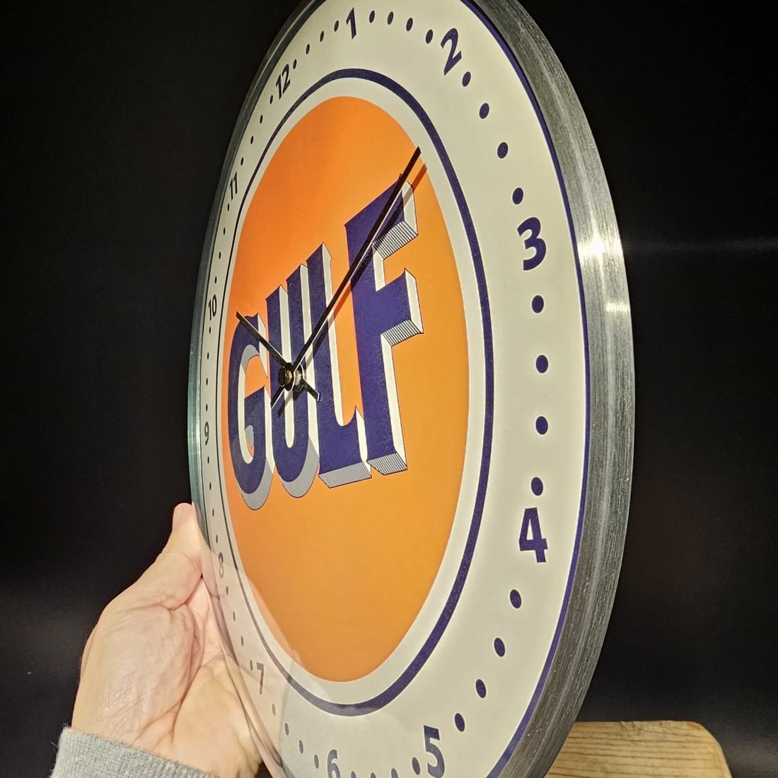12" Round Gulf Oil Wall Clock Sign - 5