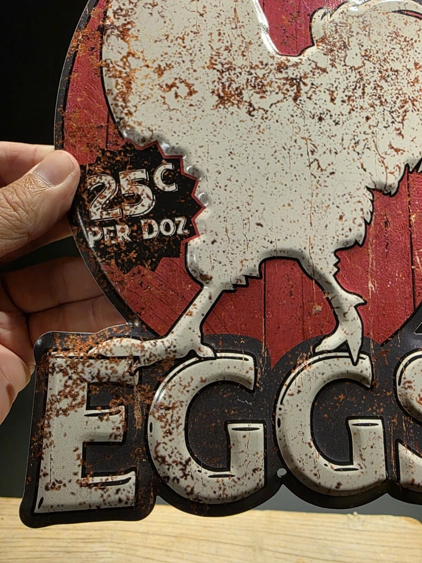 11" Metal Fresh Eggs Sign - 7