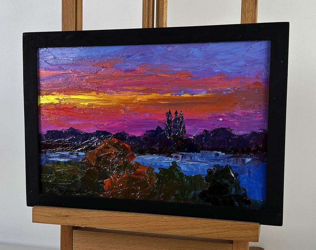 Oil painting Crimson sunset in nature Boris Serdyuk - 2