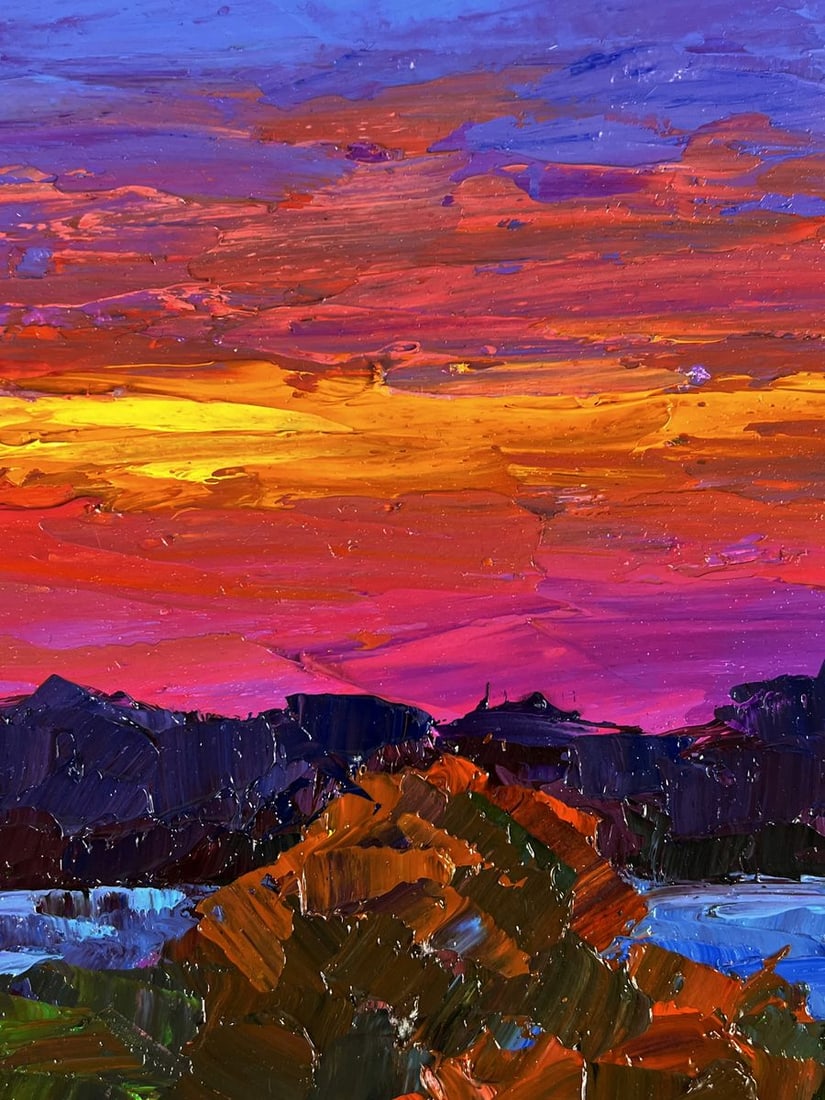 Oil painting Crimson sunset in nature Boris Serdyuk - 4