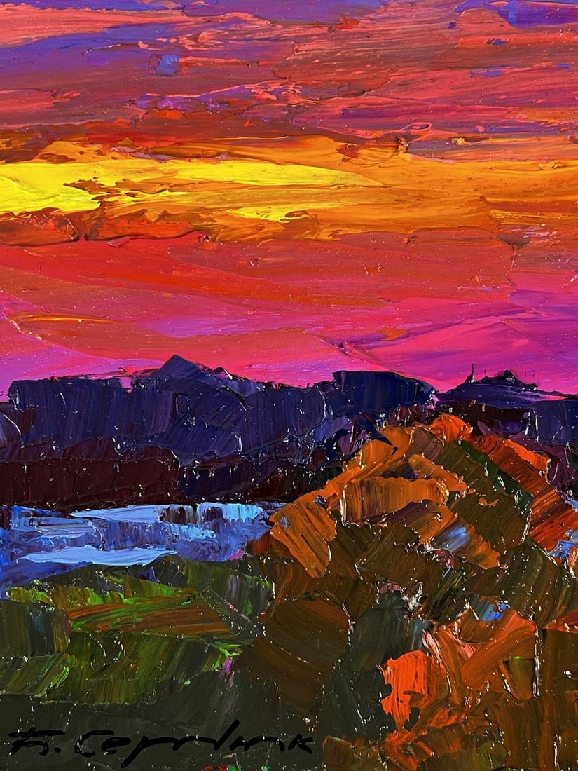 Oil painting Crimson sunset in nature Boris Serdyuk - 5
