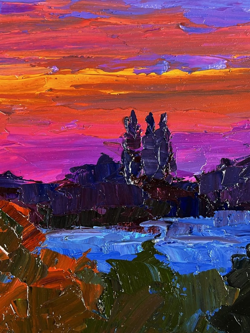 Oil painting Crimson sunset in nature Boris Serdyuk - 7