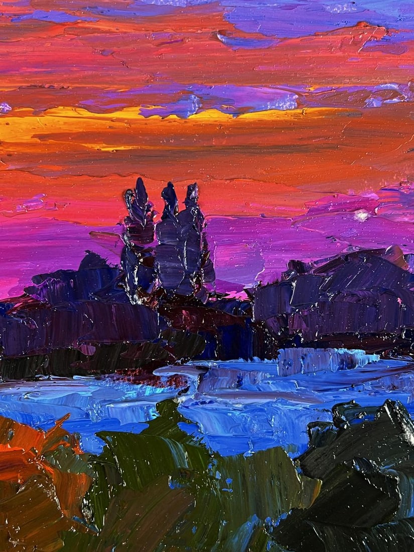 Oil painting Crimson sunset in nature Boris Serdyuk - 8