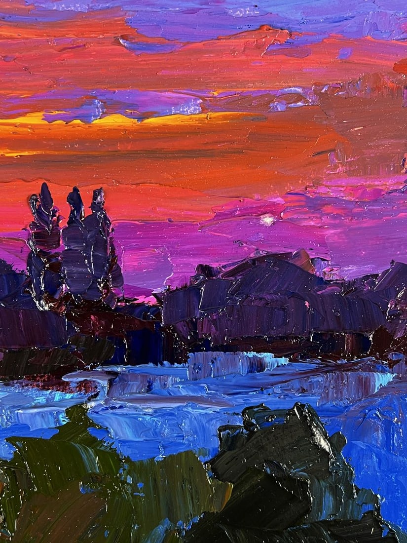 Oil painting Crimson sunset in nature Boris Serdyuk - 9