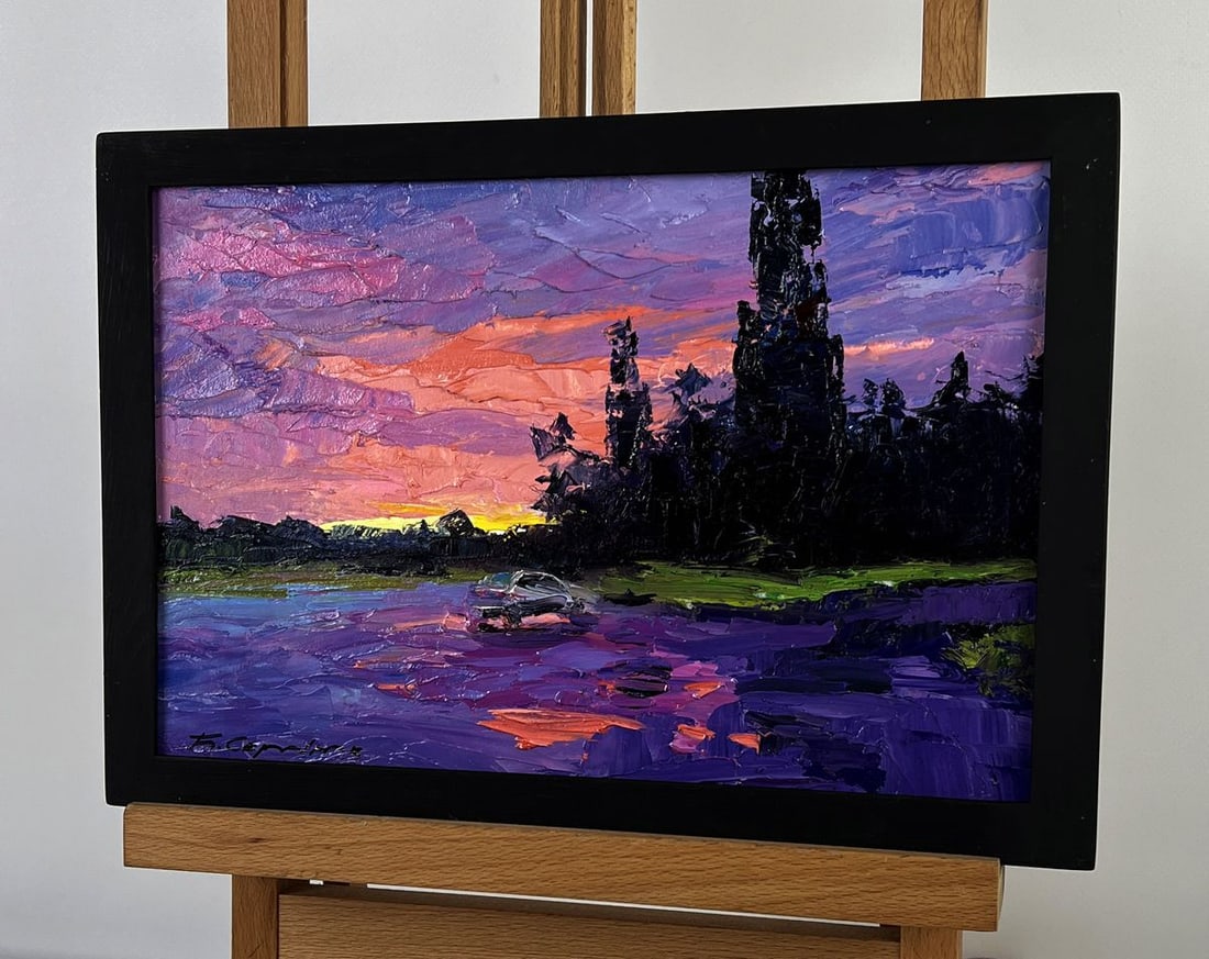 Oil painting A romantic sunset outside the city Boris Serdyuk - 2