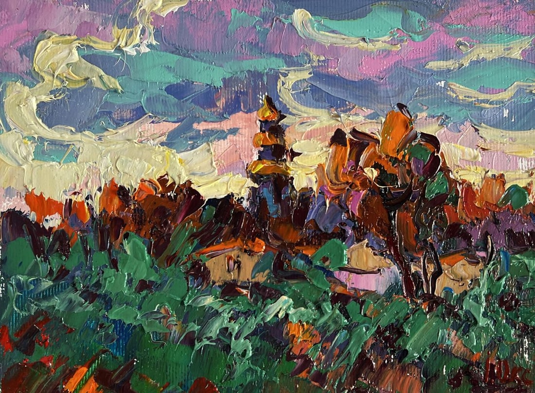 Oil painting It's getting dark in the village Oksana Ivanyuk - 3