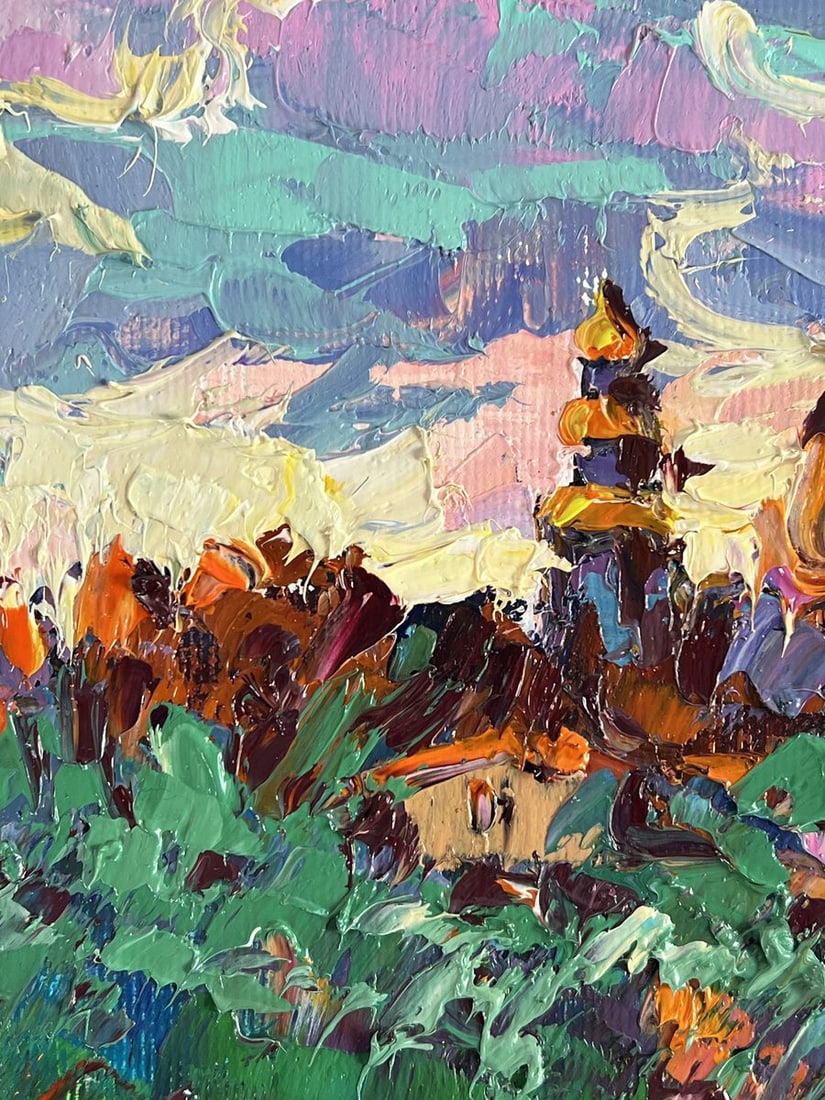 Oil painting It's getting dark in the village Oksana Ivanyuk - 4