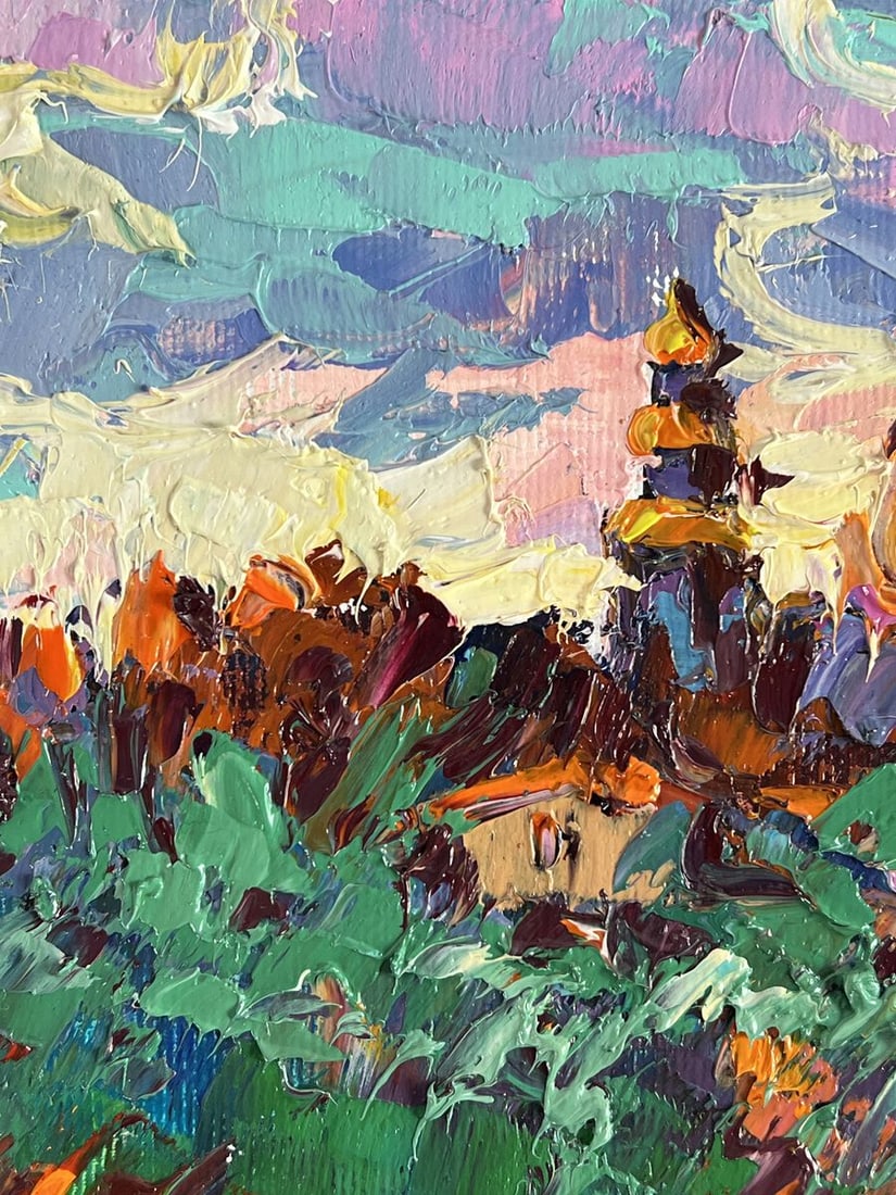 Oil painting It's getting dark in the village Oksana Ivanyuk - 5
