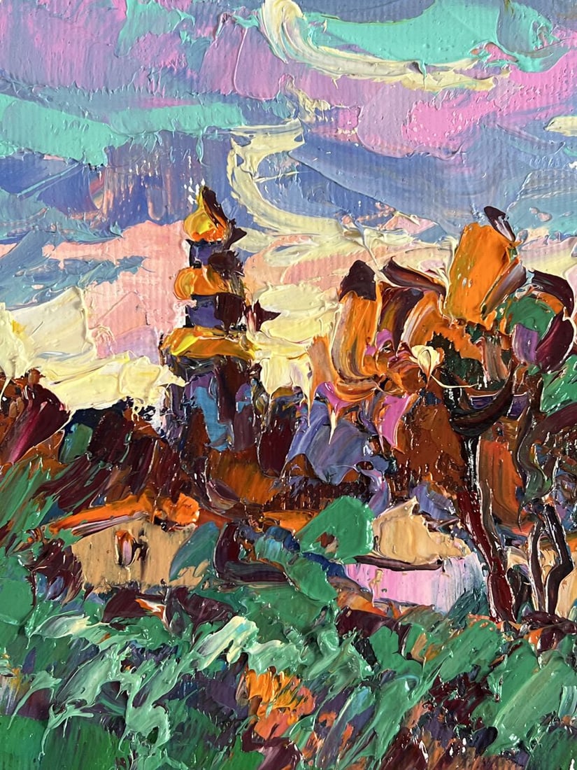 Oil painting It's getting dark in the village Oksana Ivanyuk - 6