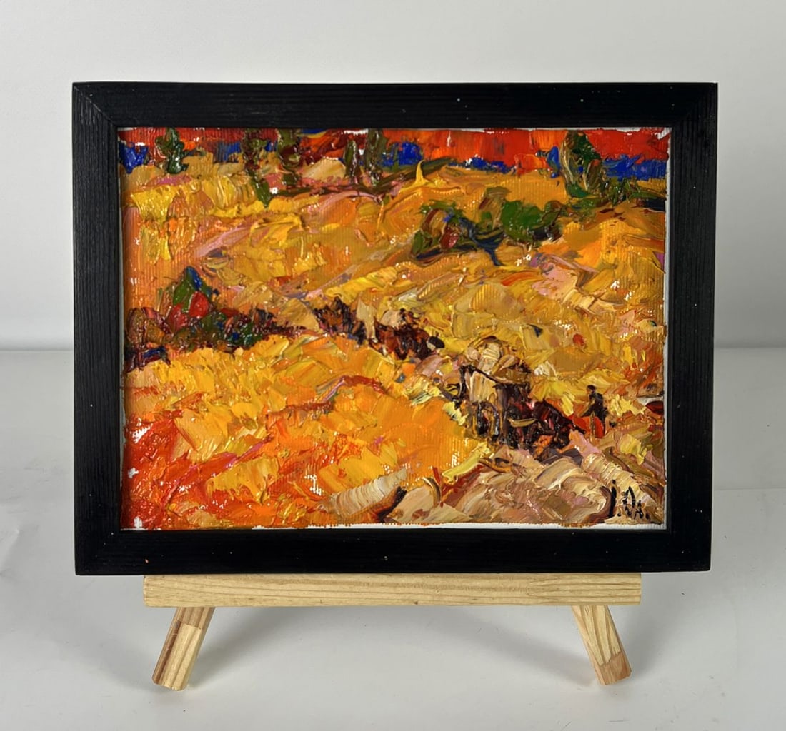 Oil painting Crimson sunset over the field Oleksiy Ivanyuk: NoAAA6410*** ABOUT THIS PAINTING **** TITLE: "Crimson sunset over the field"* ARTISTS: Oleksiy Ivanyuk* SIZE: 15x20 cm/5.90x7.87 inches'* MEDIUM: oil, canvas* HAND PAINTED: Original painting from our 