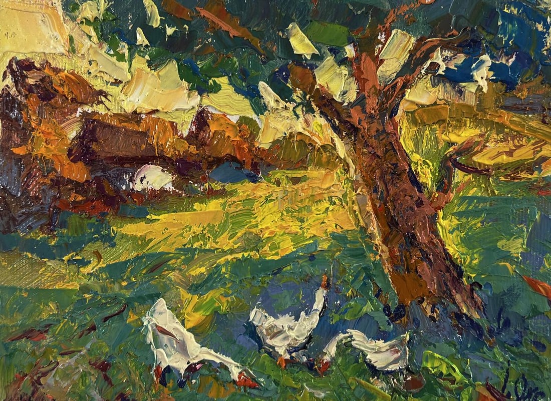 Oil painting In the shade of the trees Oksana Ivanyuk - 3