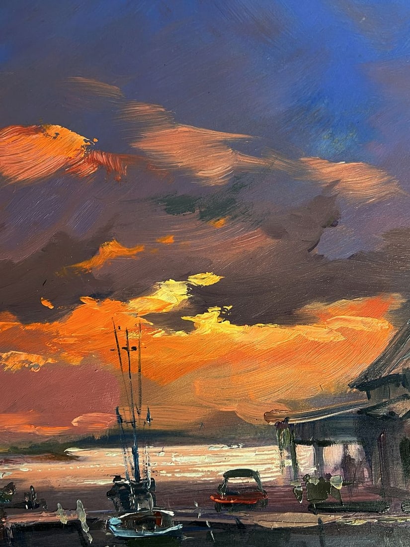 Oil painting Evening boat dock Yuriy Suprunchuk - 6