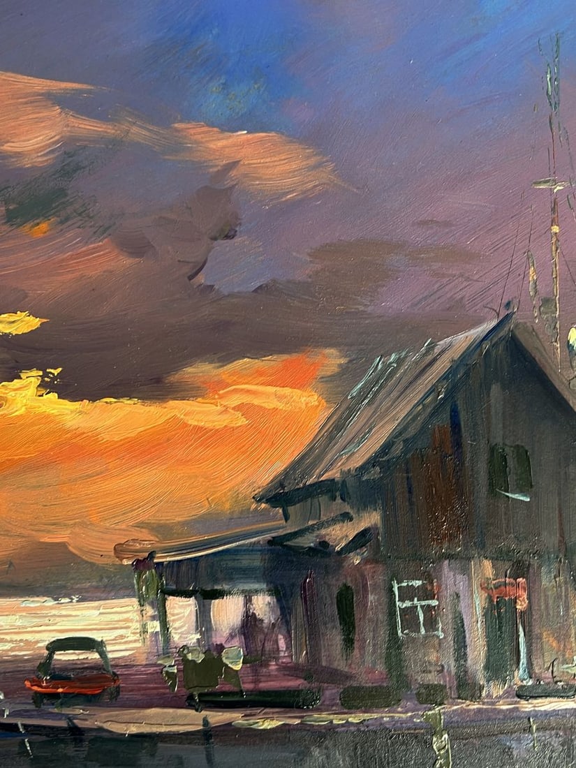 Oil painting Evening boat dock Yuriy Suprunchuk - 8