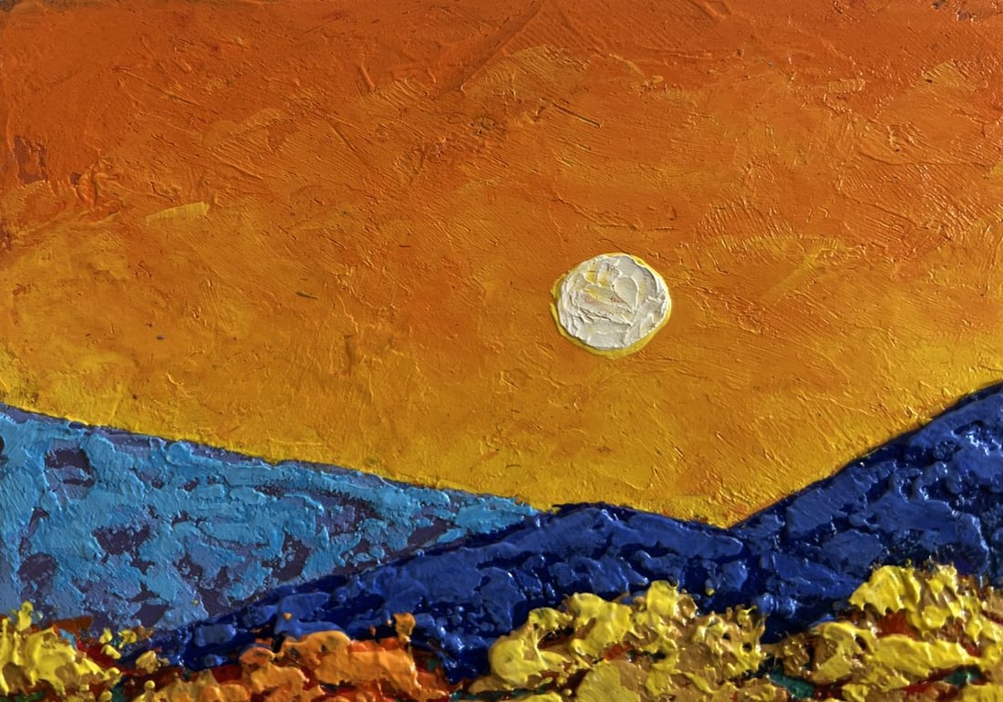 Oil painting Sunset colors over the peaks V. Zadorozhnya - 6