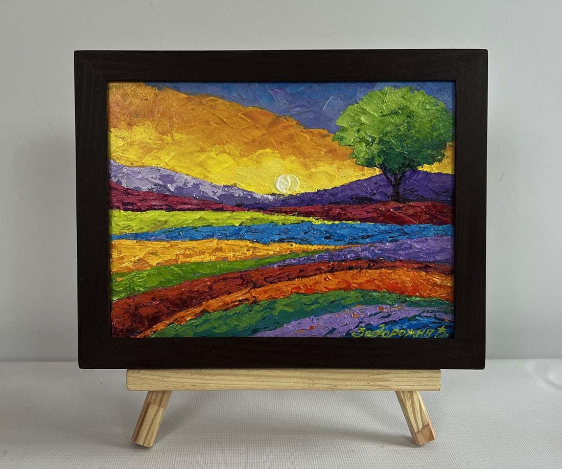 Oil painting Yellow sunset over a flower field V. Zadorozhnya (1 of 8)