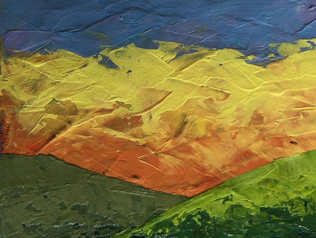 Oil painting Fiery sunset behind the mountains V. Zadorozhnya - 5