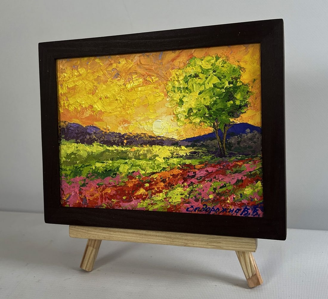 Oil painting Setting sun in the field V. Zadorozhnya - 2