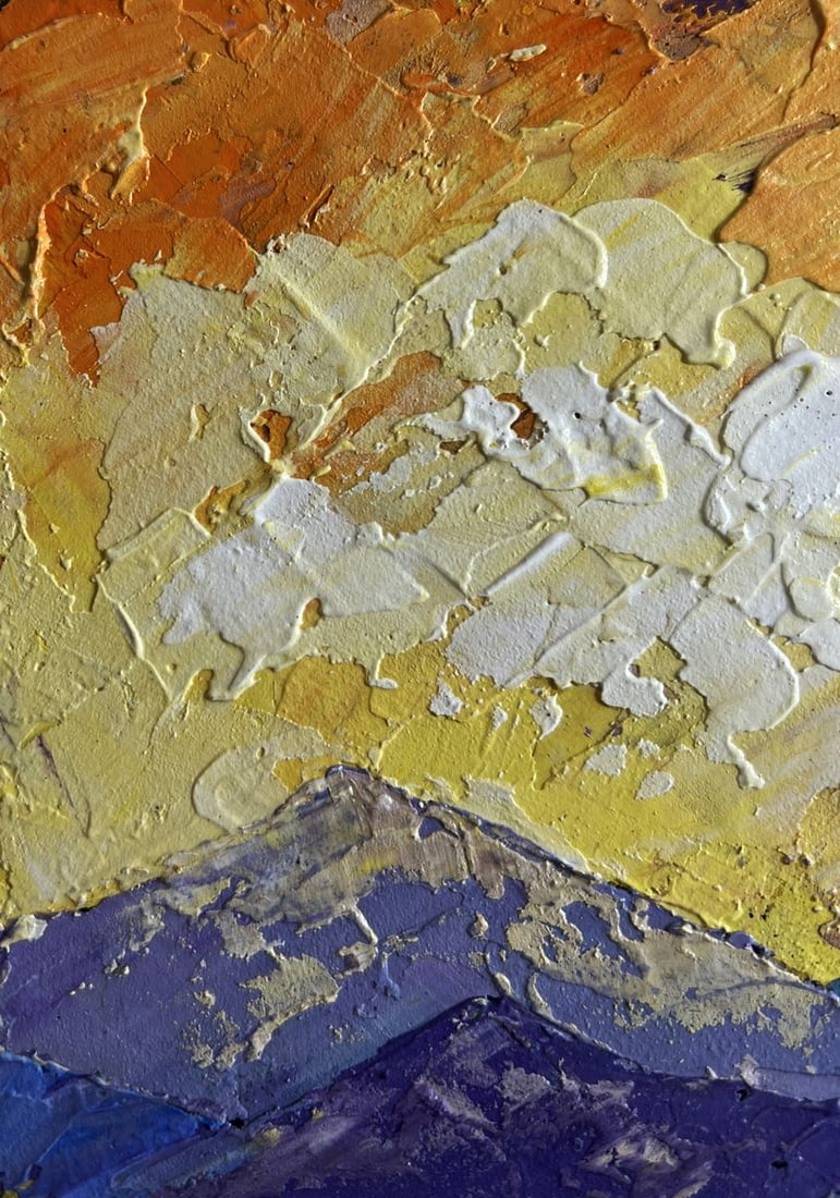Oil painting Yellow clouds in a mountain valley V. Zadorozhnya - 5