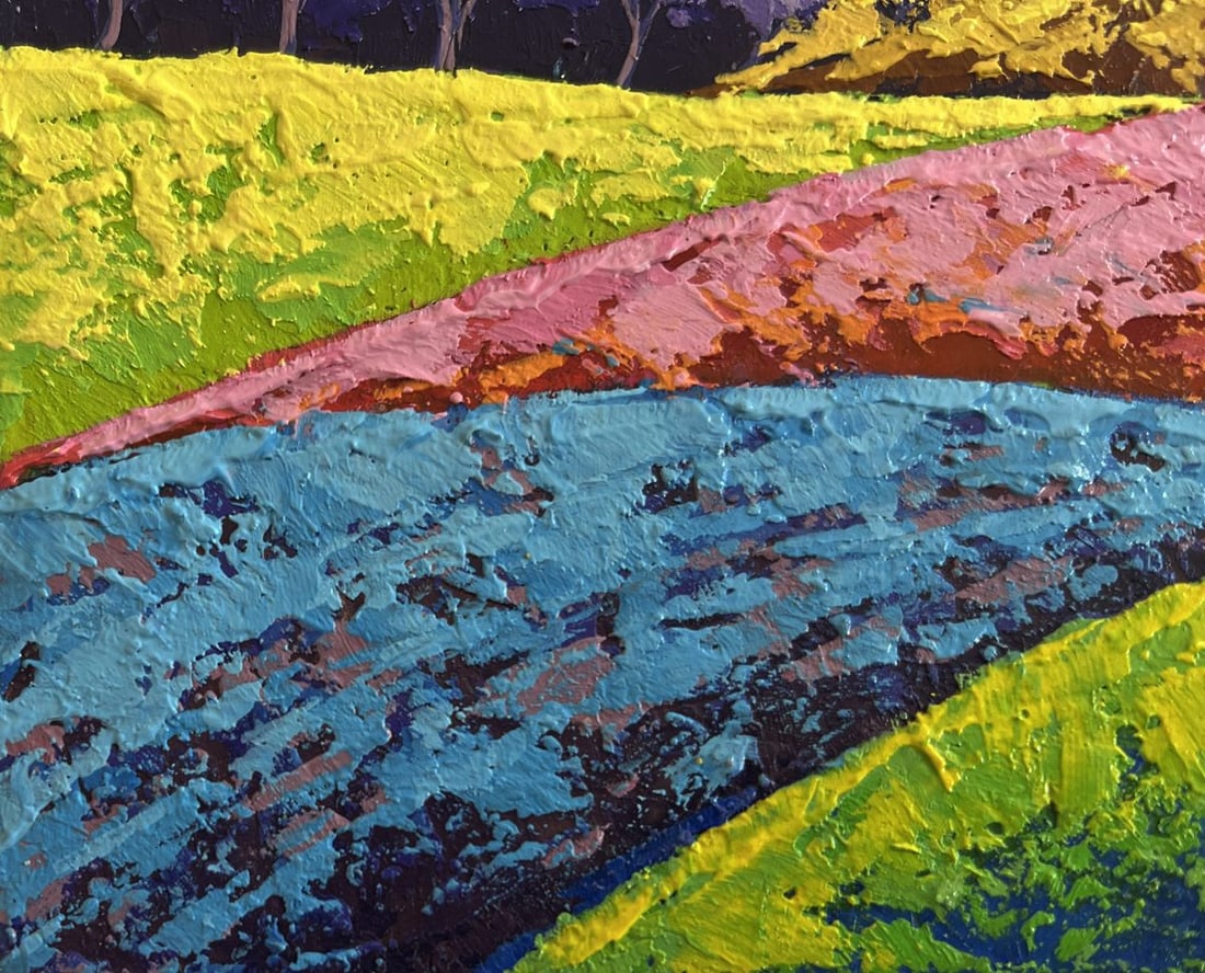 Oil painting Yellow rays of the sun over the forest V. Zadorozhnya - 6