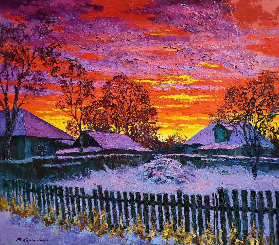 Oil painting Winter evening Boris Serdyuk (1 of 7)