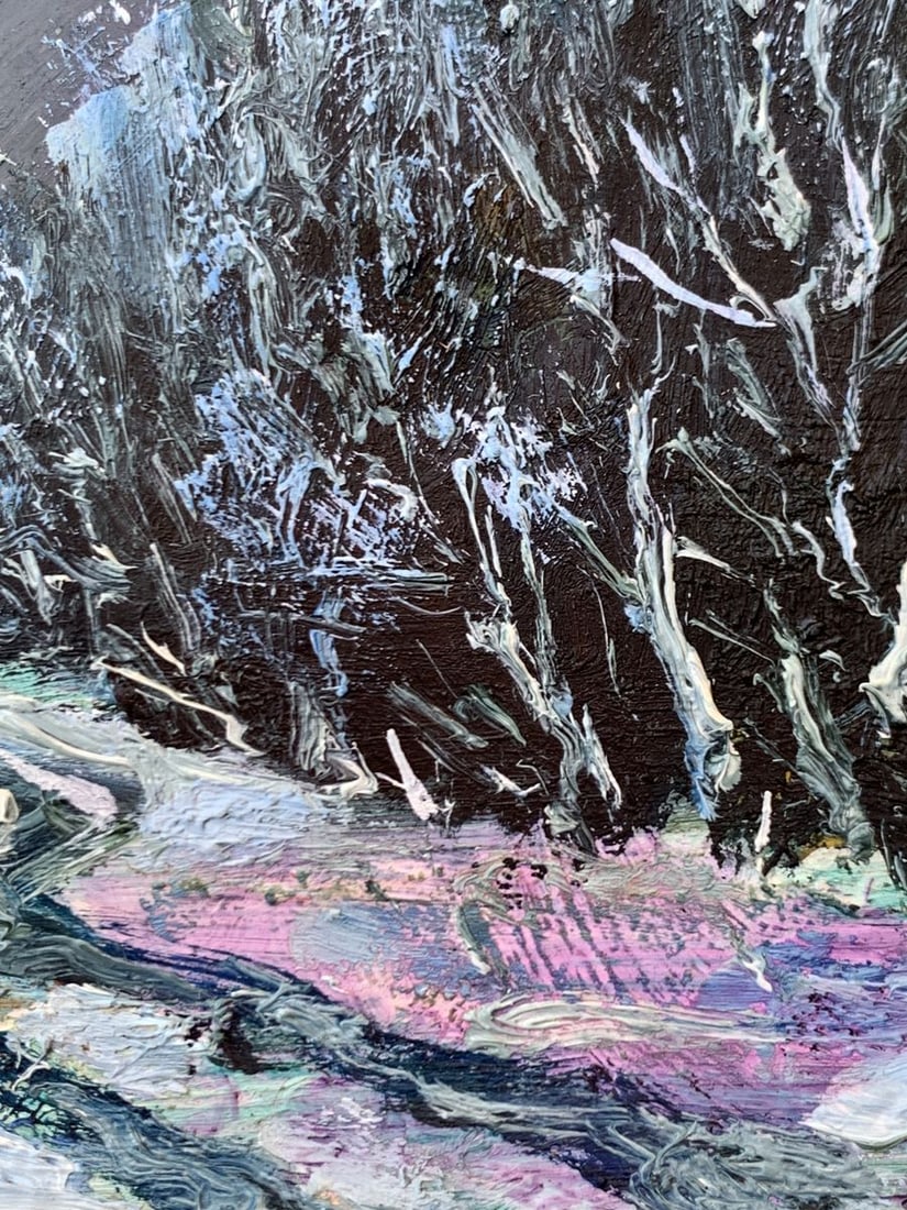 Oil painting Sunset in the winter forest Leonid Maistrenko - 11