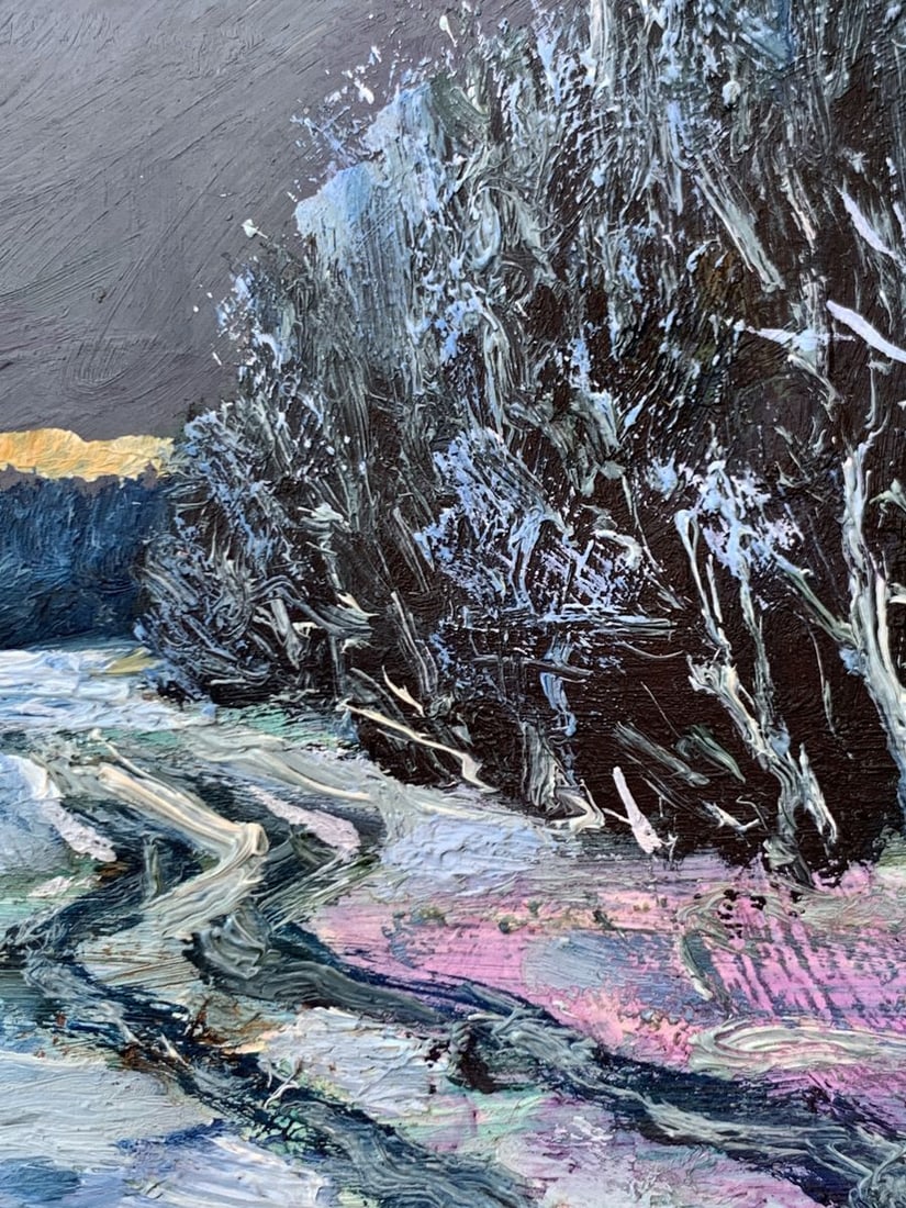 Oil painting Sunset in the winter forest Leonid Maistrenko - 9
