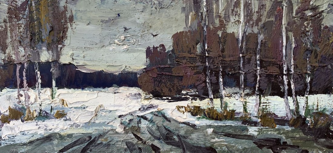 Oil painting Road in the winter forest Leonid Maistrenko (1 of 12)