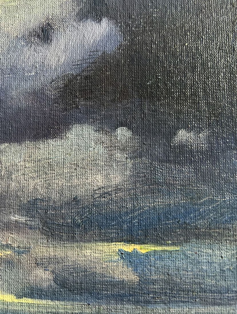 Oil painting Yellow sunset over the city Tatyana Derdey - 4