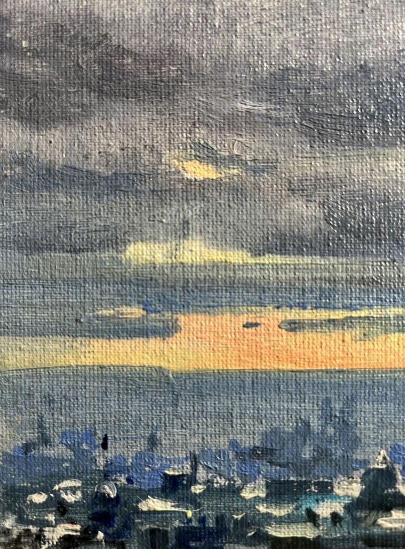 Oil painting Yellow sunset over the city Tatyana Derdey - 6