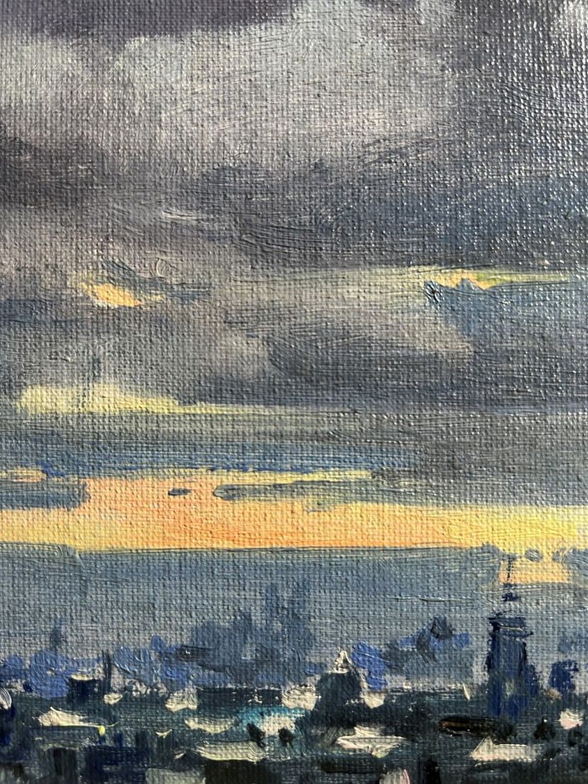 Oil painting Yellow sunset over the city Tatyana Derdey - 8