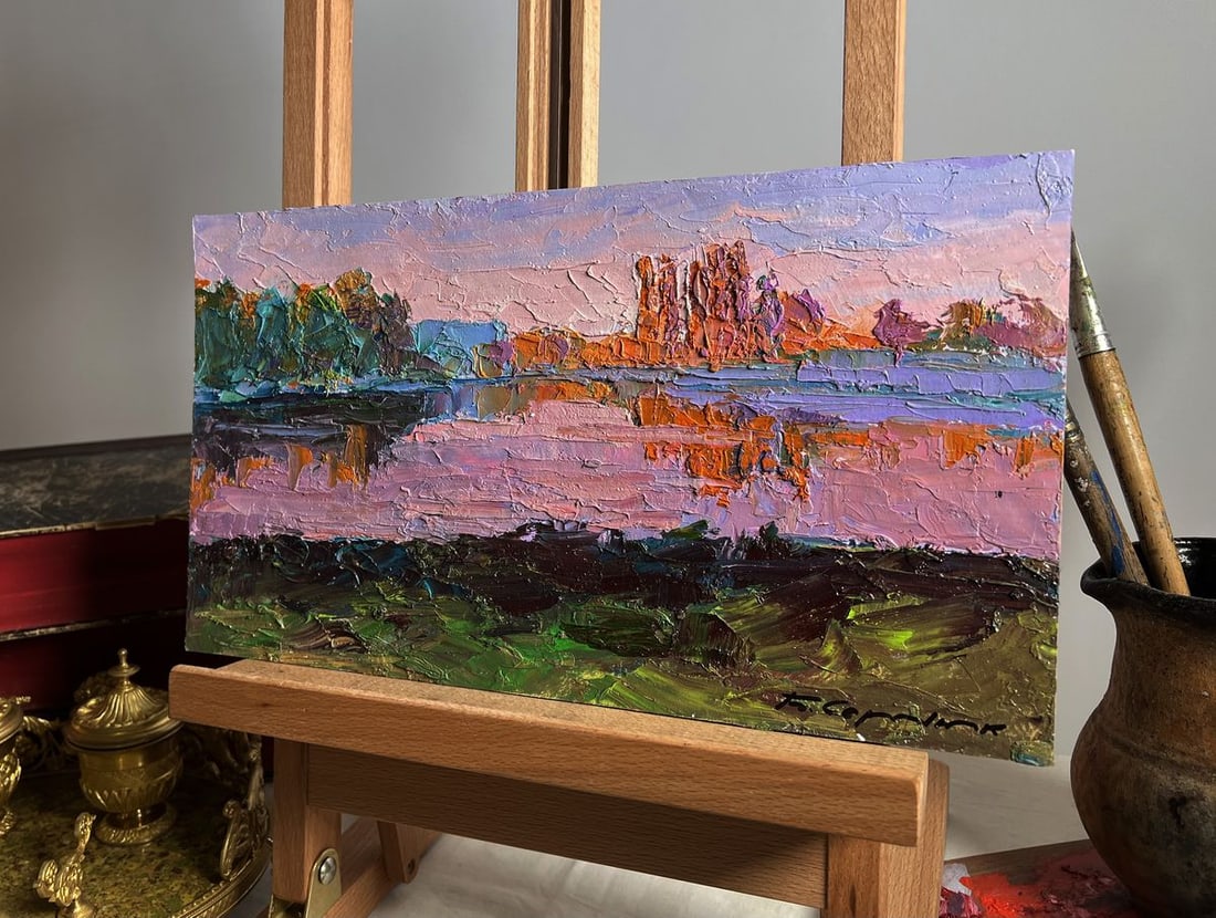 Oil painting Evening on the river Boris Serdyuk - 2