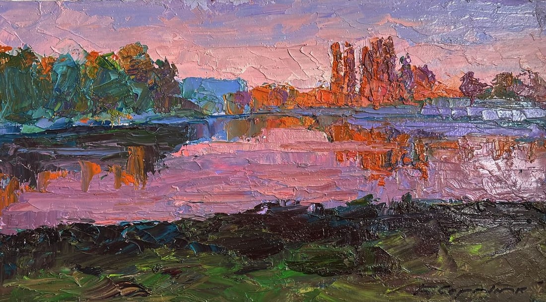 Oil painting Evening on the river Boris Serdyuk - 3