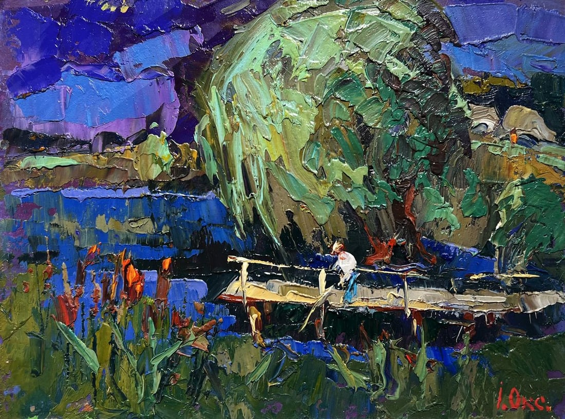 Oil painting At the night lake Oksana Kalenyuk - 3
