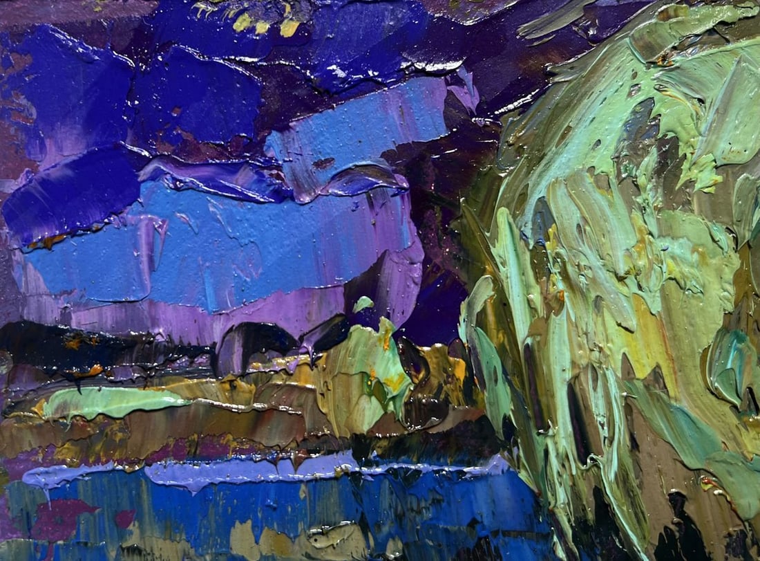 Oil painting At the night lake Oksana Kalenyuk - 6