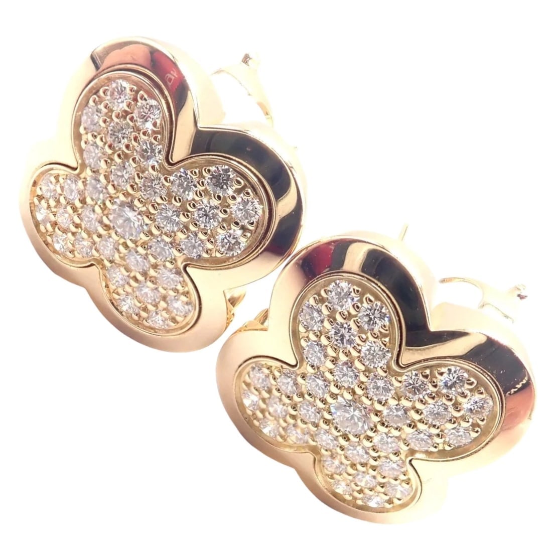 Authentic! Van Cleef & Arpels 18k Yellow Gold Diamond Pure Alhambra Earrings: Authentic! Van Cleef & Arpels 18k Yellow Gold Diamond Pure Alhambra Earrings About This Piece: The Van Cleef & Arpels 18k Yellow Gold Diamond Pure Alhambra Earrings feature the iconic clover-shaped de
