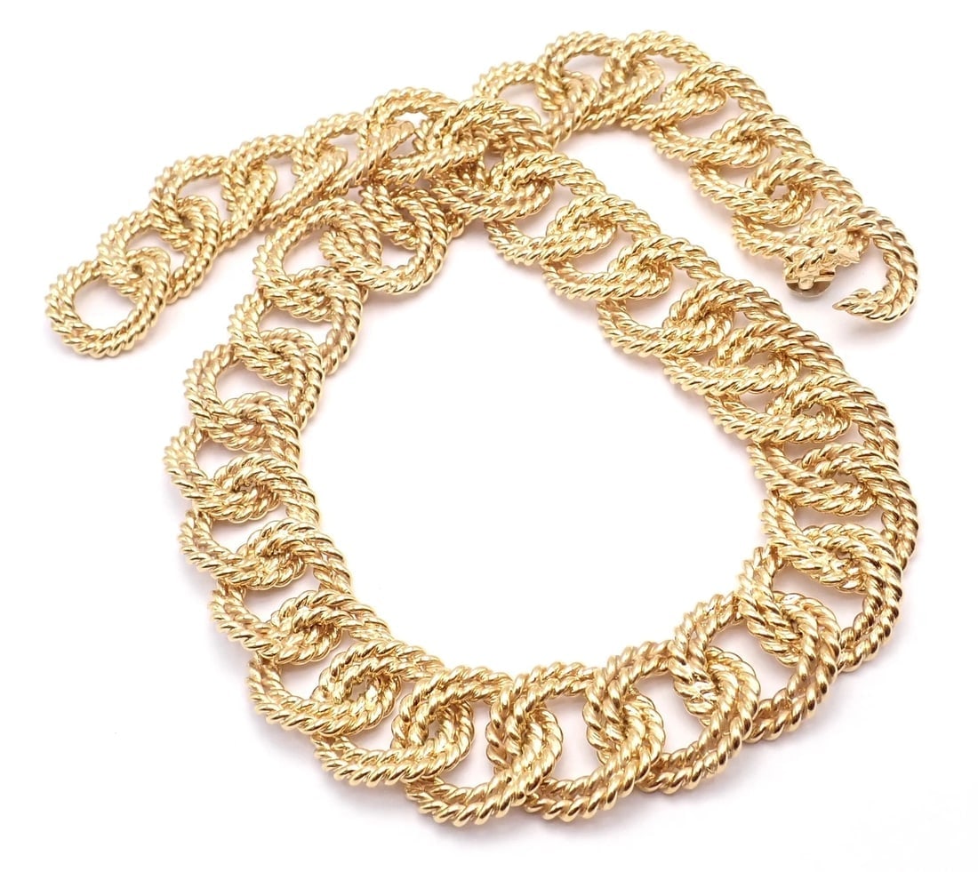 Rare! Authentic Verdura 18k Yellow Gold Rope Link Choker Necklace - 6