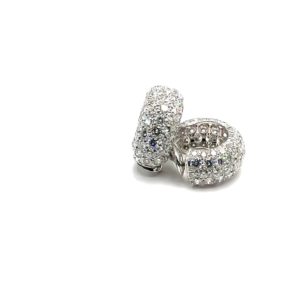Authentic! David Webb Platinum 18k White Gold 10ct Diamond Hoop Earrings - 2