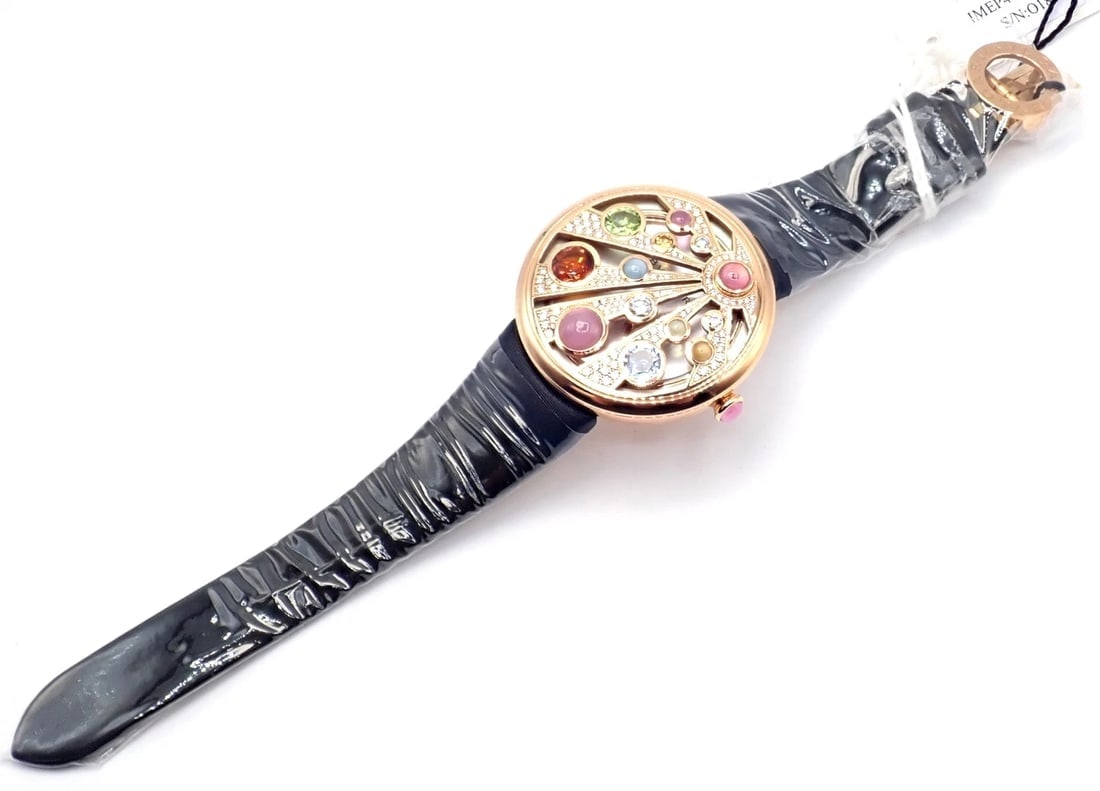 Bulgari Mediterranian Eden 18k Rose Gold Diamond Color Stone MOP Watch Box Paper - 10