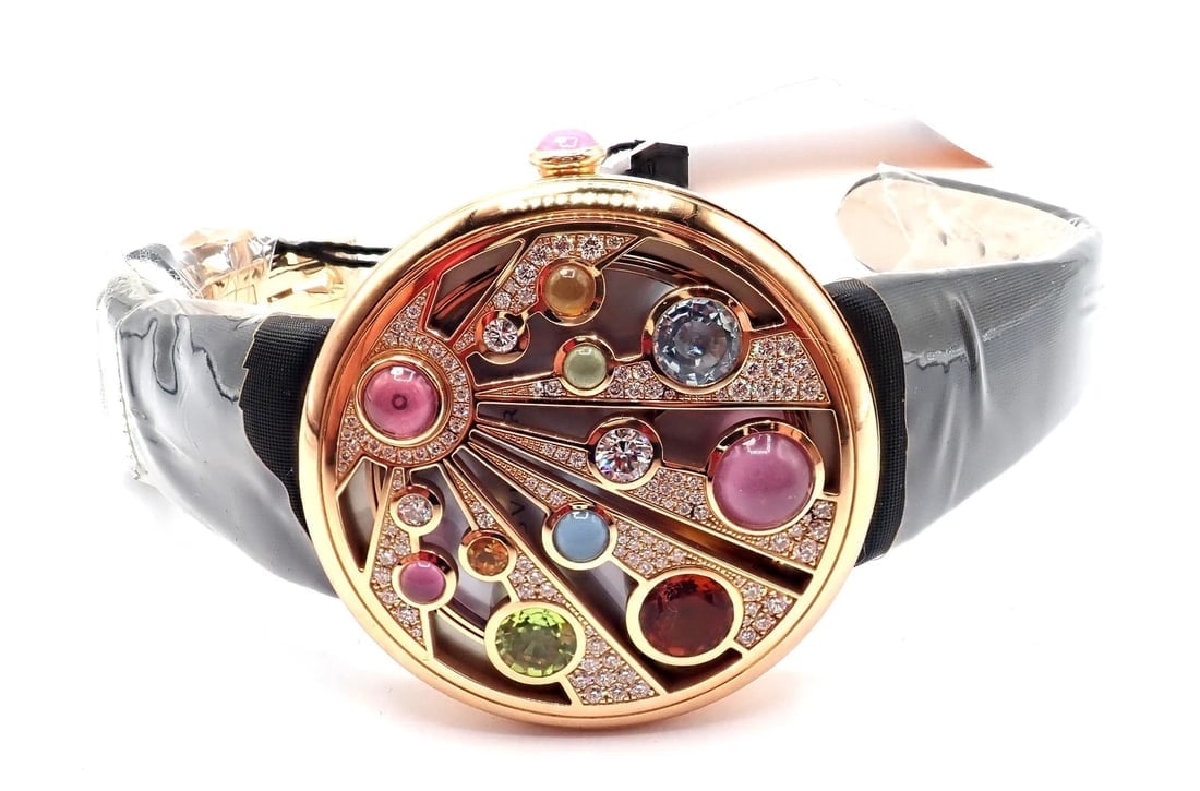 Bulgari Mediterranian Eden 18k Rose Gold Diamond Color Stone MOP Watch Box Paper - 15