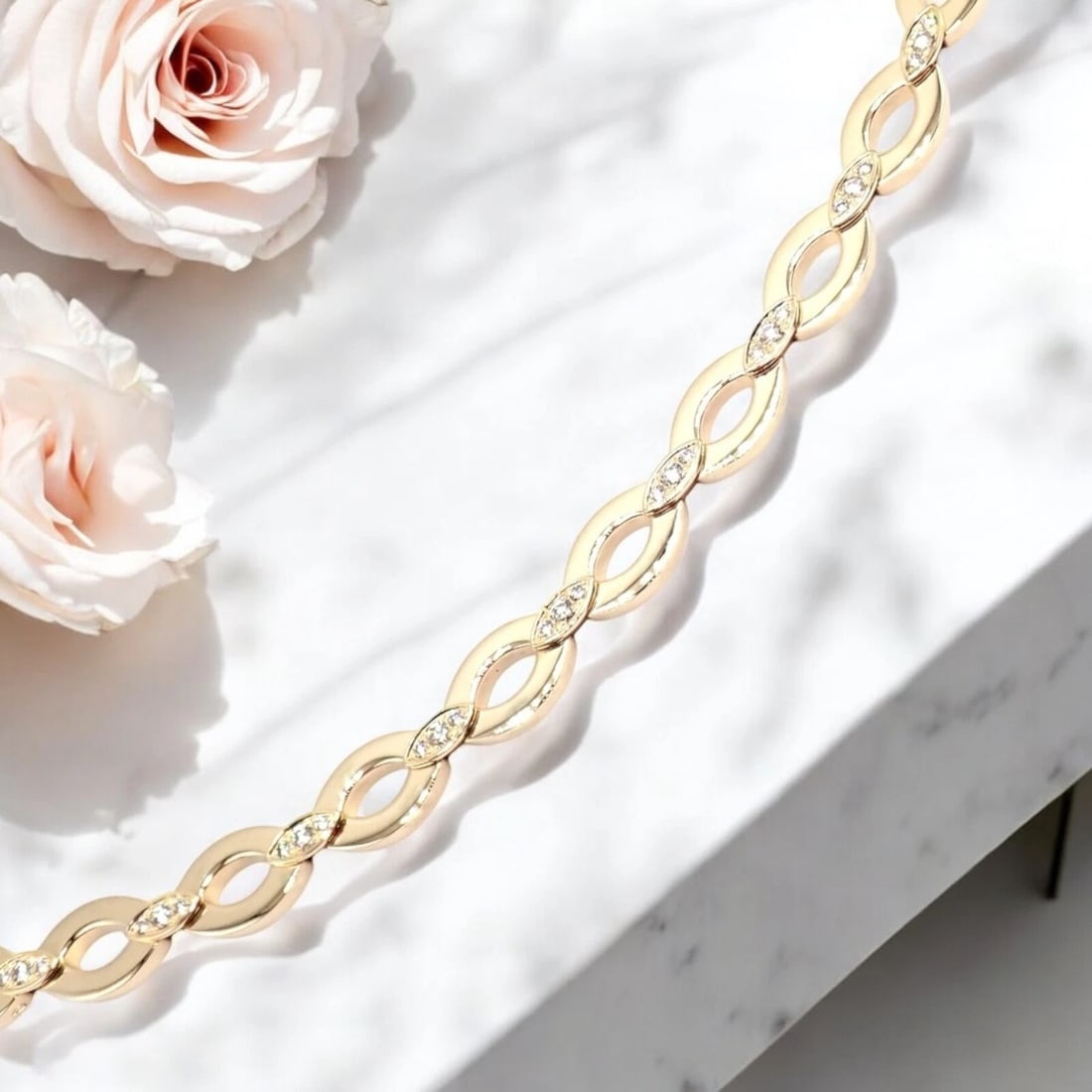 Authentic! Cartier 18K Yellow Gold Diamond Diadea Link Bracelet Earrings Set - 19