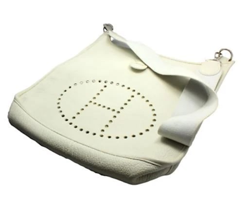 Authentic! Hermes Evelyne Parchment White Clemence Leather GM Handbag Purse - 3