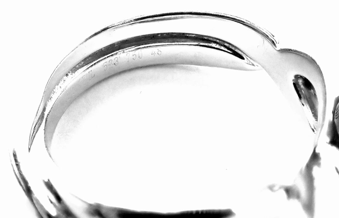 Authentic! Chanel Camellia Flower 18k White Gold Aquamarine Sapphire Ring - 8