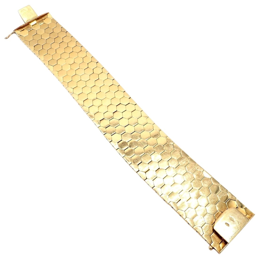 Authentic! Vintage Mario Buccellati 18k Yellow Gold Honeycomb Hexagon Bracelet - 10