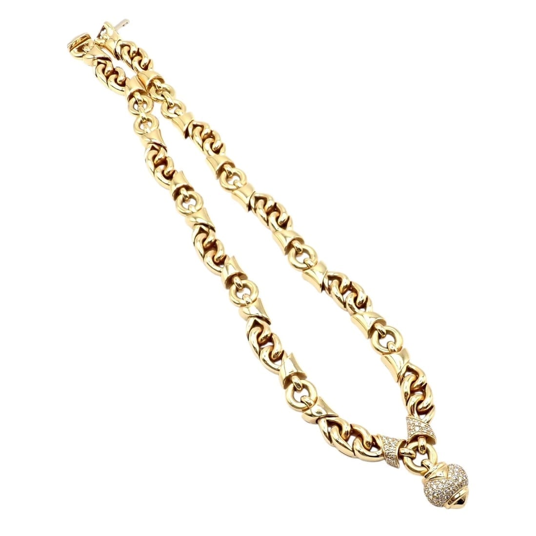 Rare! Bvlgari Bulgari 18k Yellow Gold Diamond Doppio Cuore Heart Necklace - 9