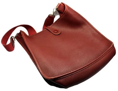 Authentic! Hermes Evelyne Brick Red Clemence Leather PM Handbag Purse - 6
