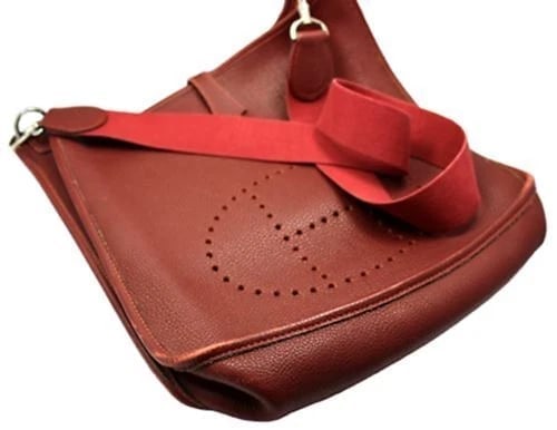 Authentic! Hermes Evelyne Brick Red Clemence Leather PM Handbag Purse - 7