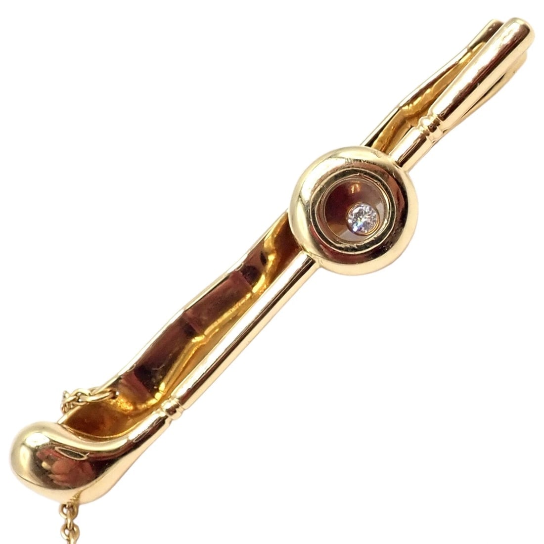 Authentic! Chopard 18k Yellow Gold Happy Diamond Golf Club Tie Clip - 6