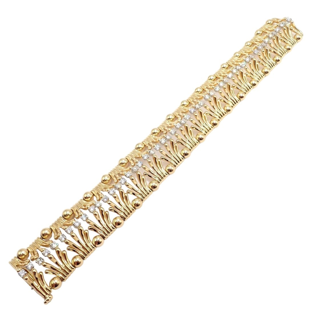 Tiffany & Co Jean Schlumberger 18k Yellow Gold Platinum Diamond Hands Bracelet - 12